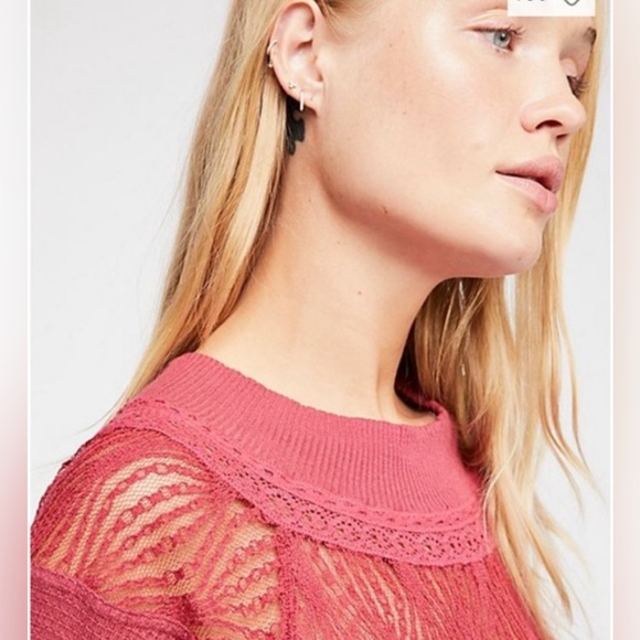 ⭐️Host Pick!⭐️FREE PEOPLE Spring Valley Waffle Knit Top In Cochineal (Pink) L/XL - Picture 4 of 10